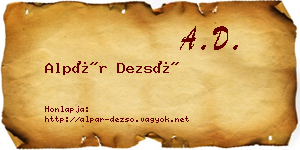 Alpár Dezső névjegykártya